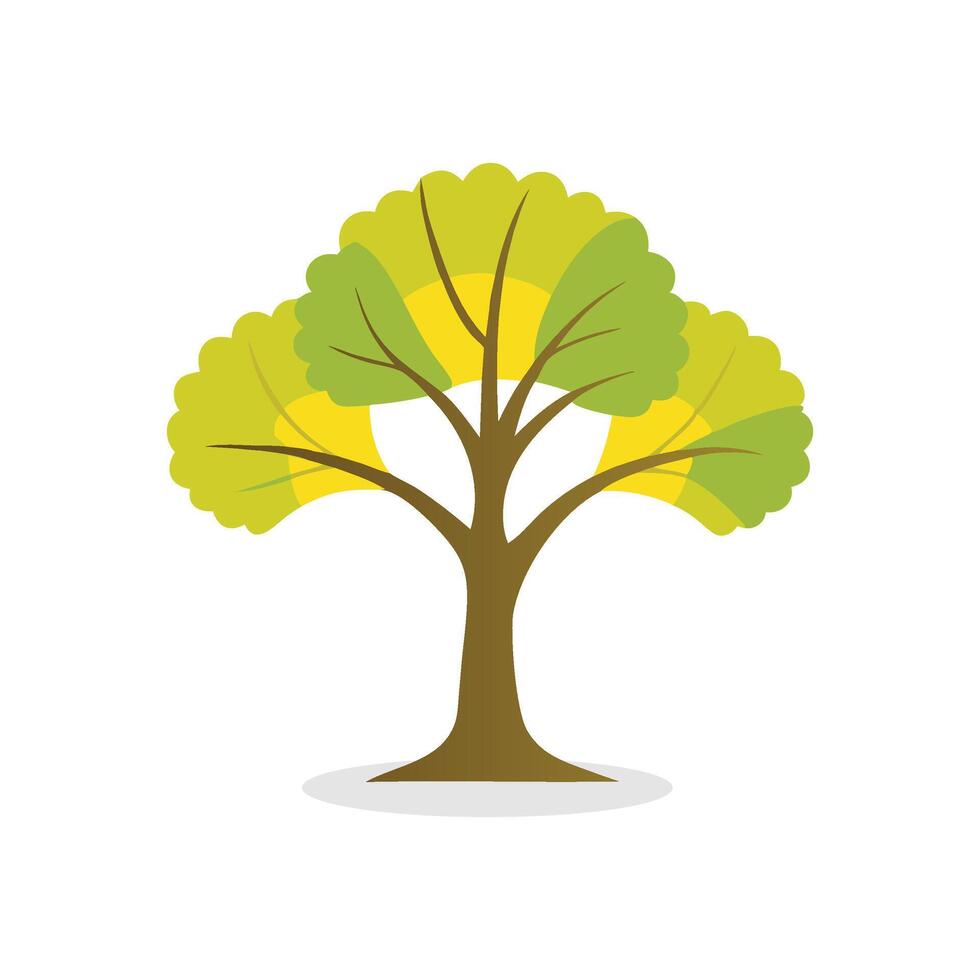 Ginkgo tree isolated flat illustration on white background vector