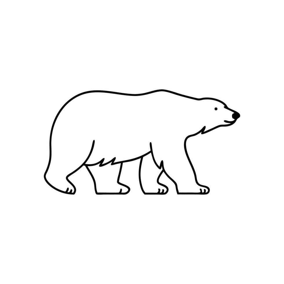 Polar Bear line art flat illustration vector