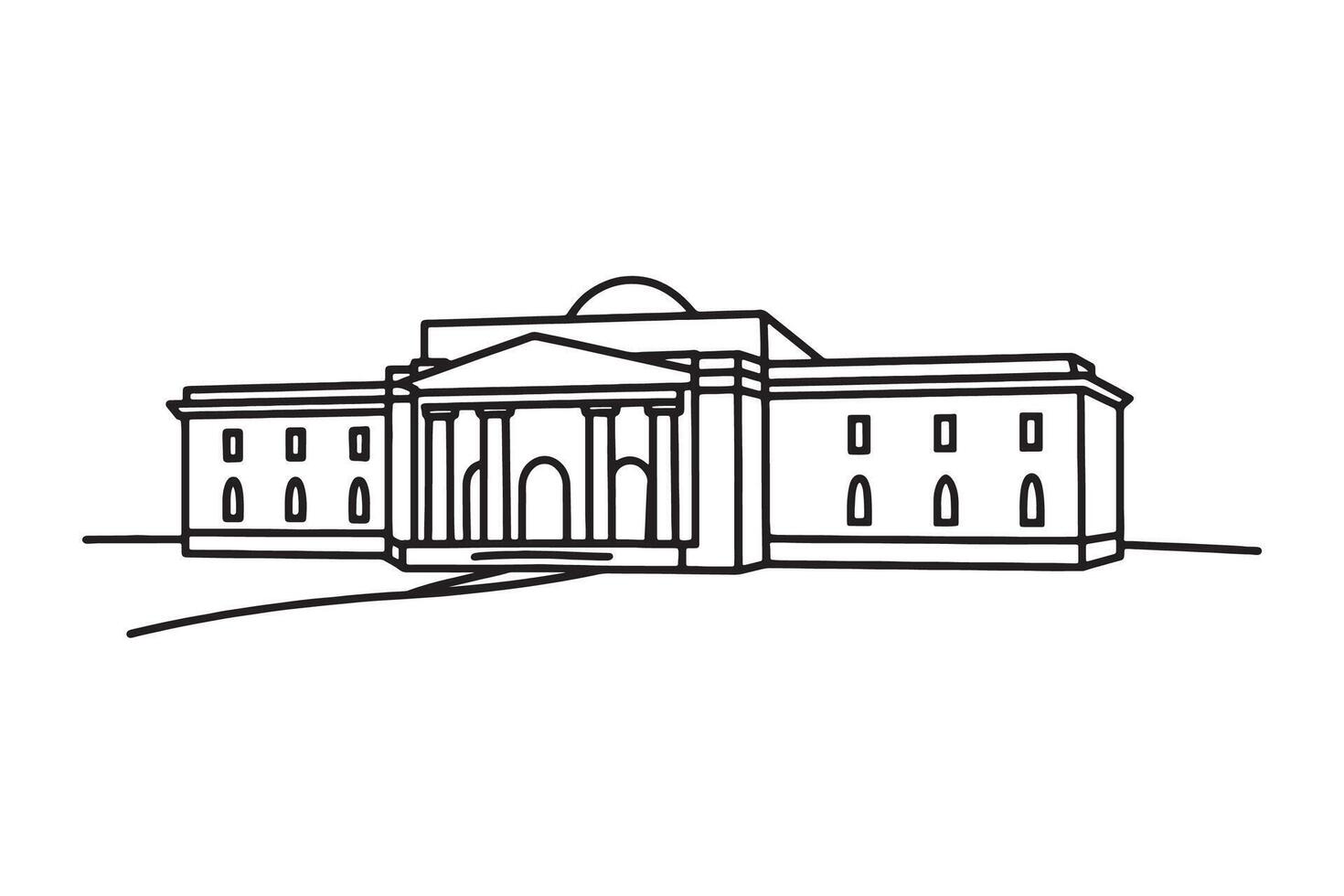 Classical building Continuous line draw Full length single vector
