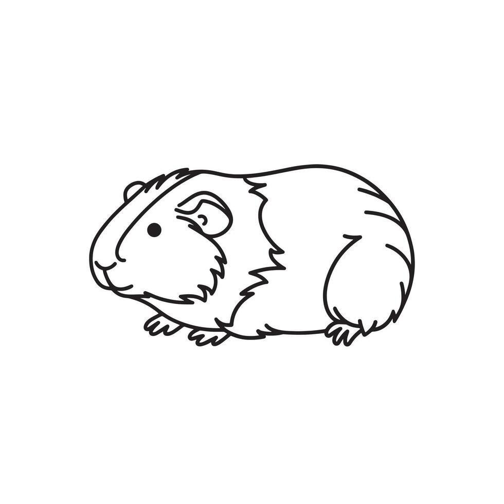 Guinea pig line art isolated flat illustration on white background vector