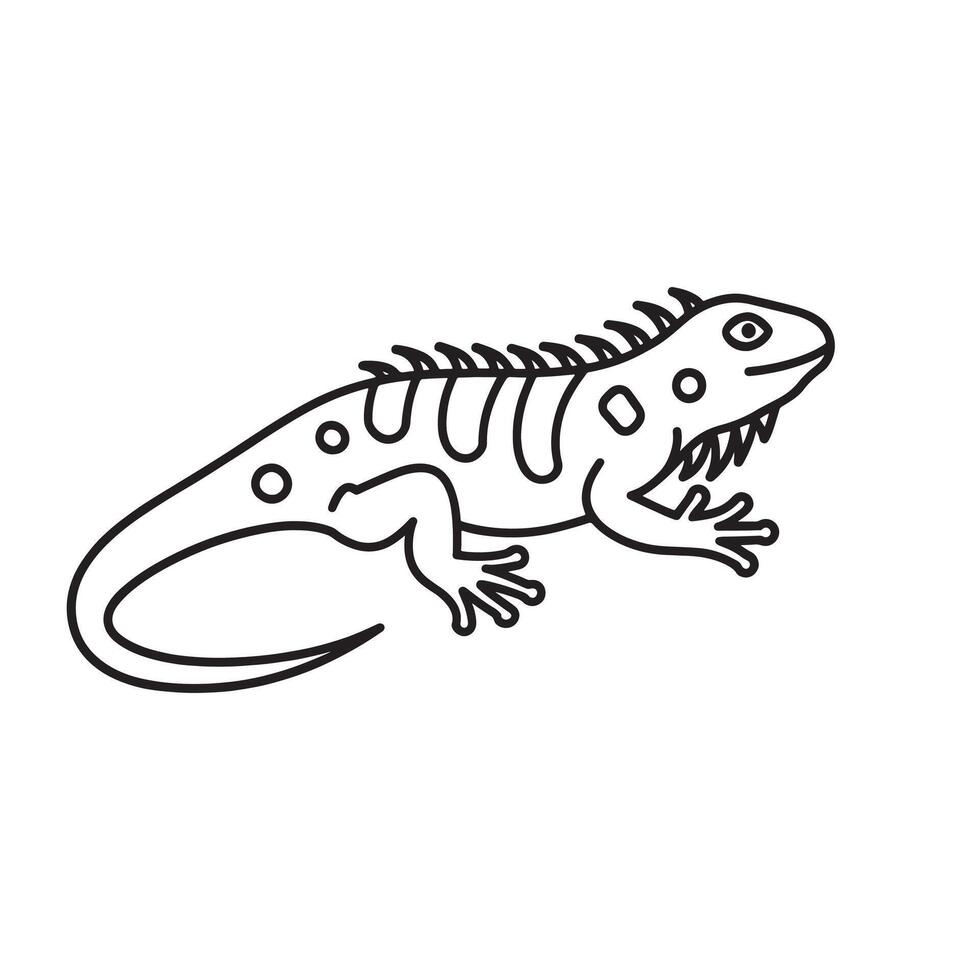 lizard animal line art isolated flat illustration on white background vector
