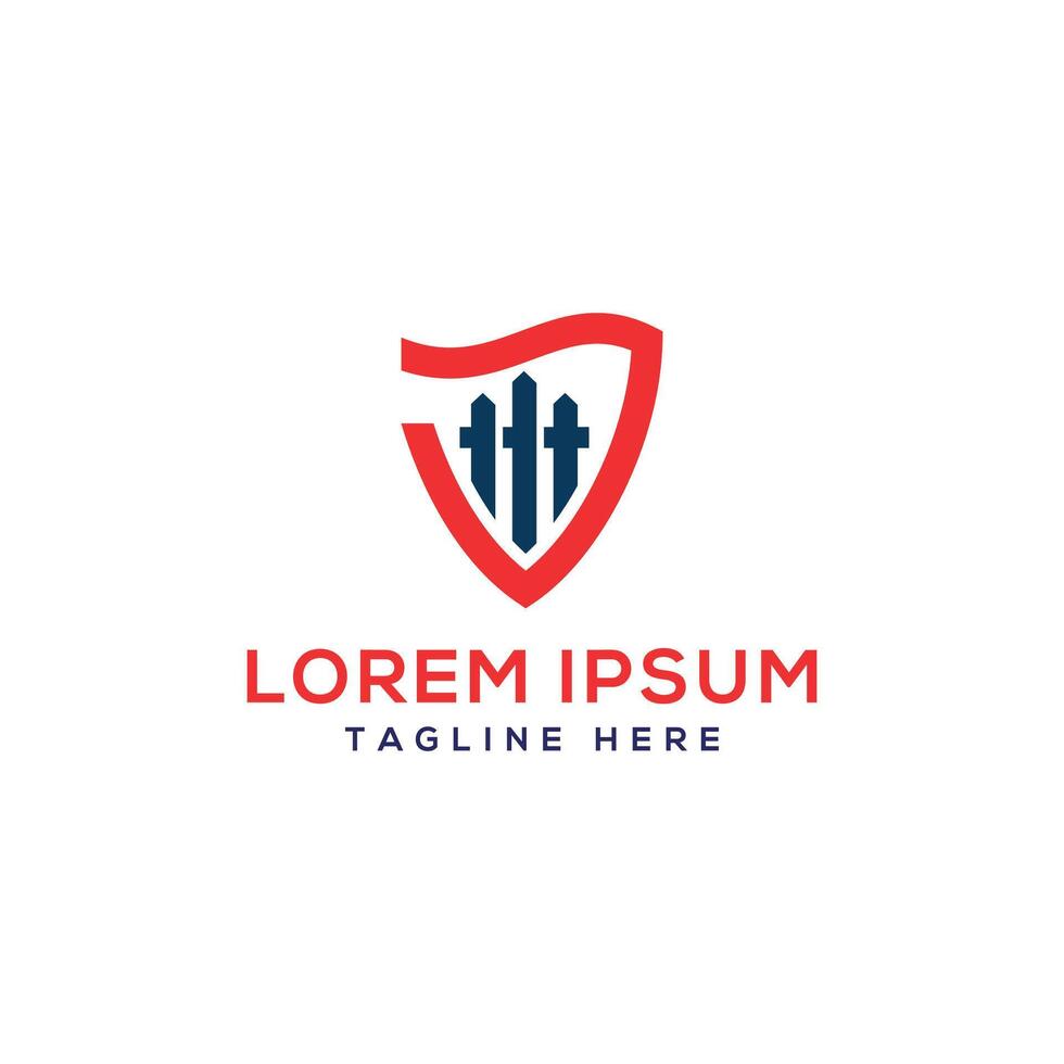 Durable fences creative logo design fence shield security home modern minimal concept vector