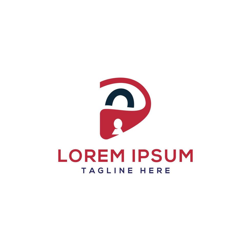 Cyber security logo design modern minimal concept lock mark technology unique shape vector