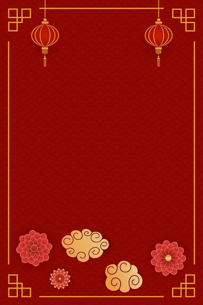 blank vertical colorful template for chinese new year greeting vector