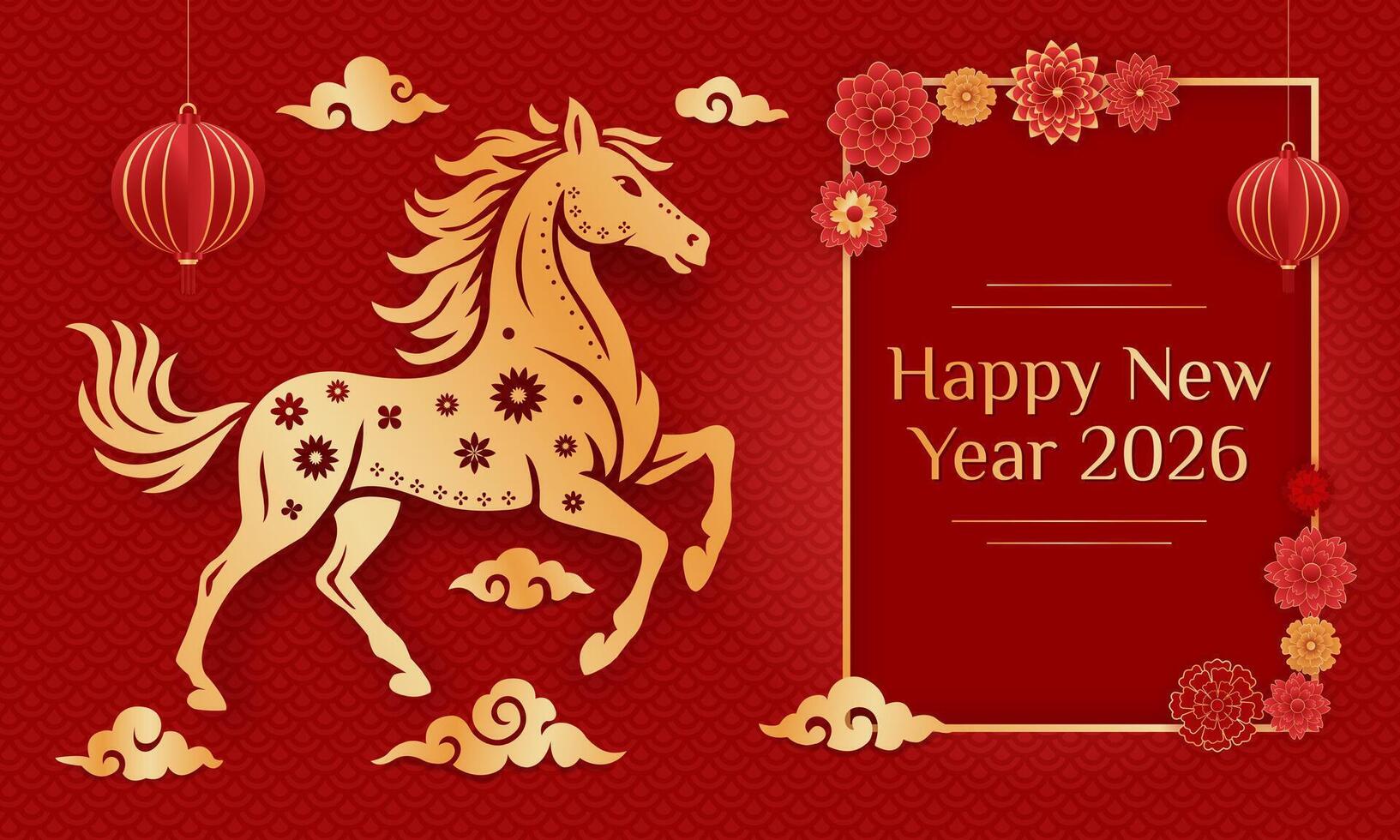 festive colorful template for chinese new year of the horse 2026 celebration vector