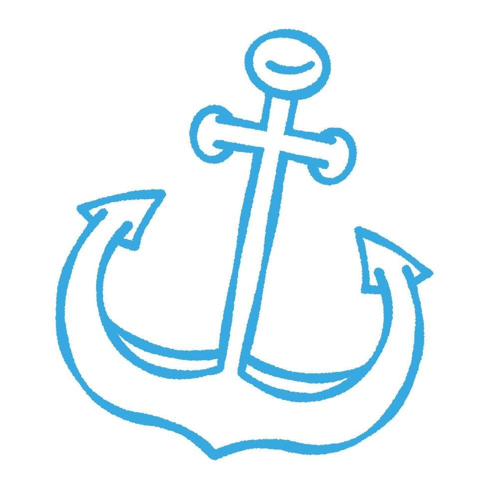 Anchor of the vessel for mooring. Symbol of tourism and recreation at sea, ocean, and water. line icon in doodle style with editable stroke, perfect for nautical designs and travel themes. vector