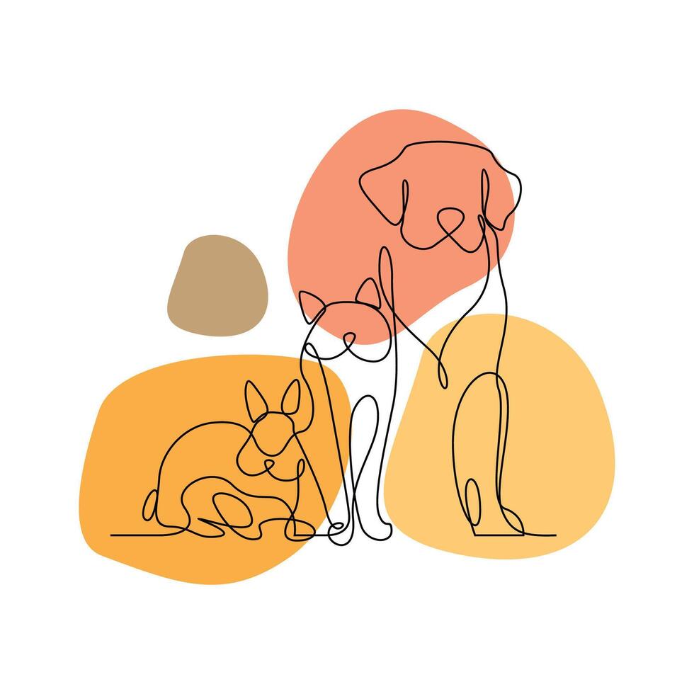 Illustration a dog and her friend line art printing vector