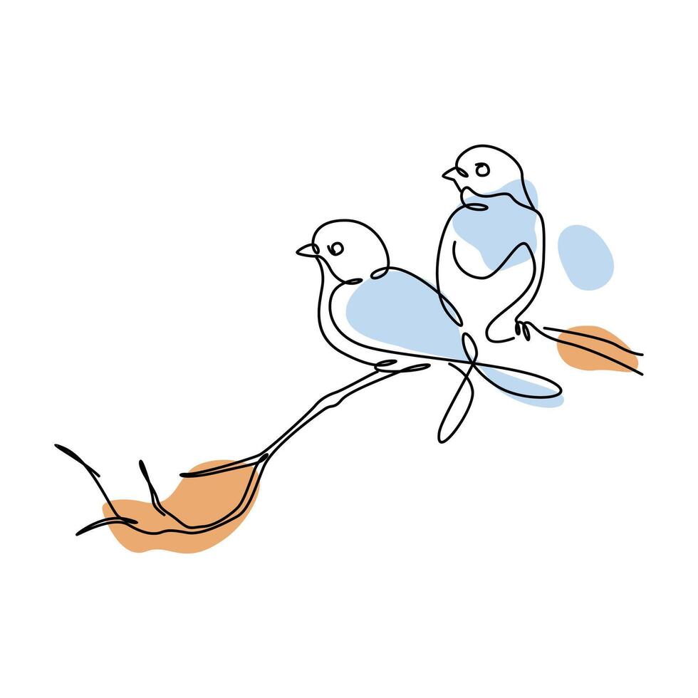 Illustration two little birds design, design sticker wallpaper illustration vector