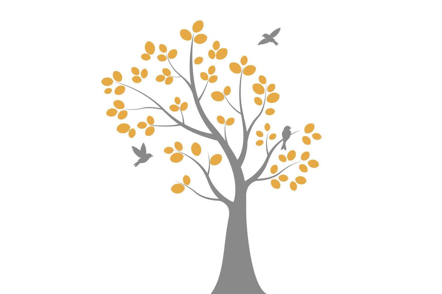 Wall decoration tree design with three birds vector