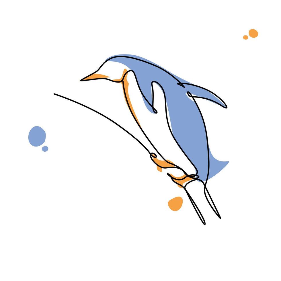 Illustration pinguin design line art, wall art pinguin design vector