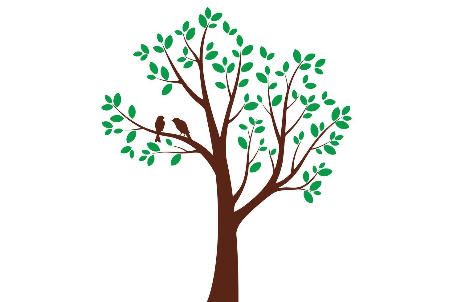 illustration of wall decoration with birds on tree branches vector