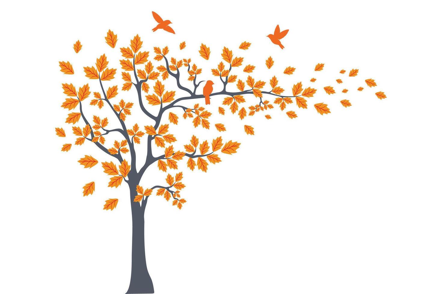 Autumn tree wall decoration design concept vector