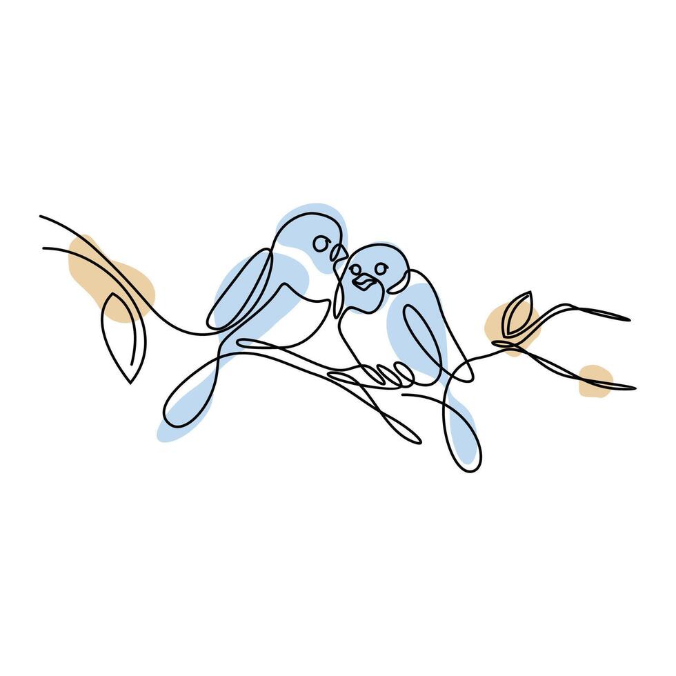 Wallpaper design of a pair of bird on a tree branch, cute aesthetic decoration design vector
