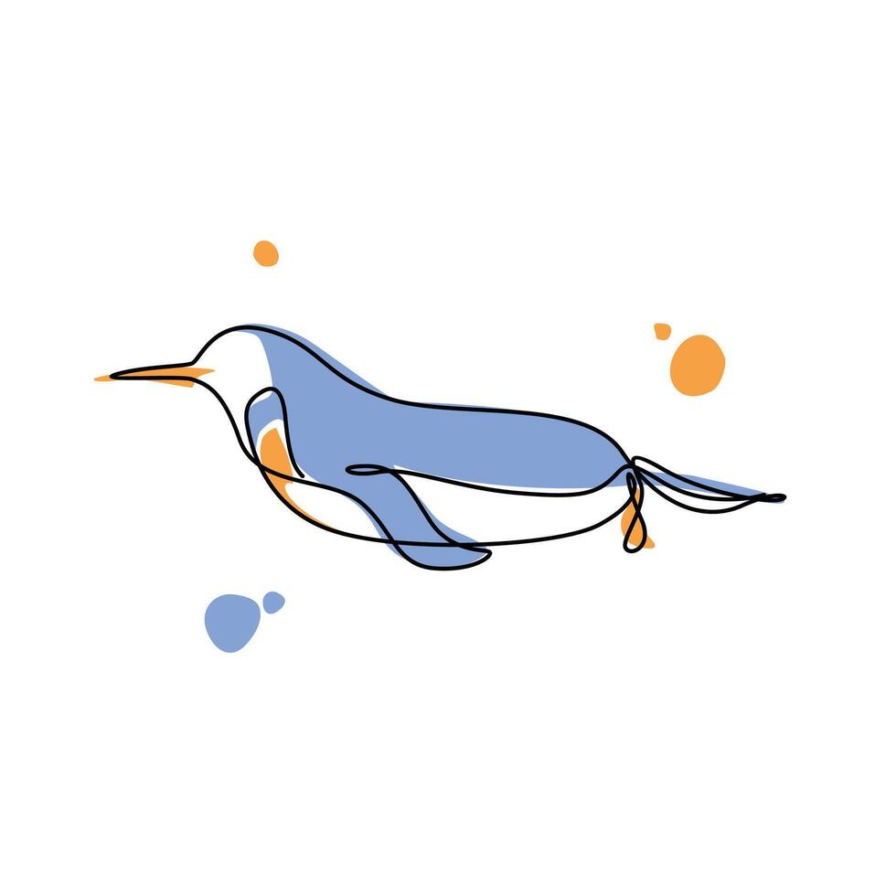 Design illustration pinguin swimming, cute pinguin design illustration for wall art print and wall decoration vector
