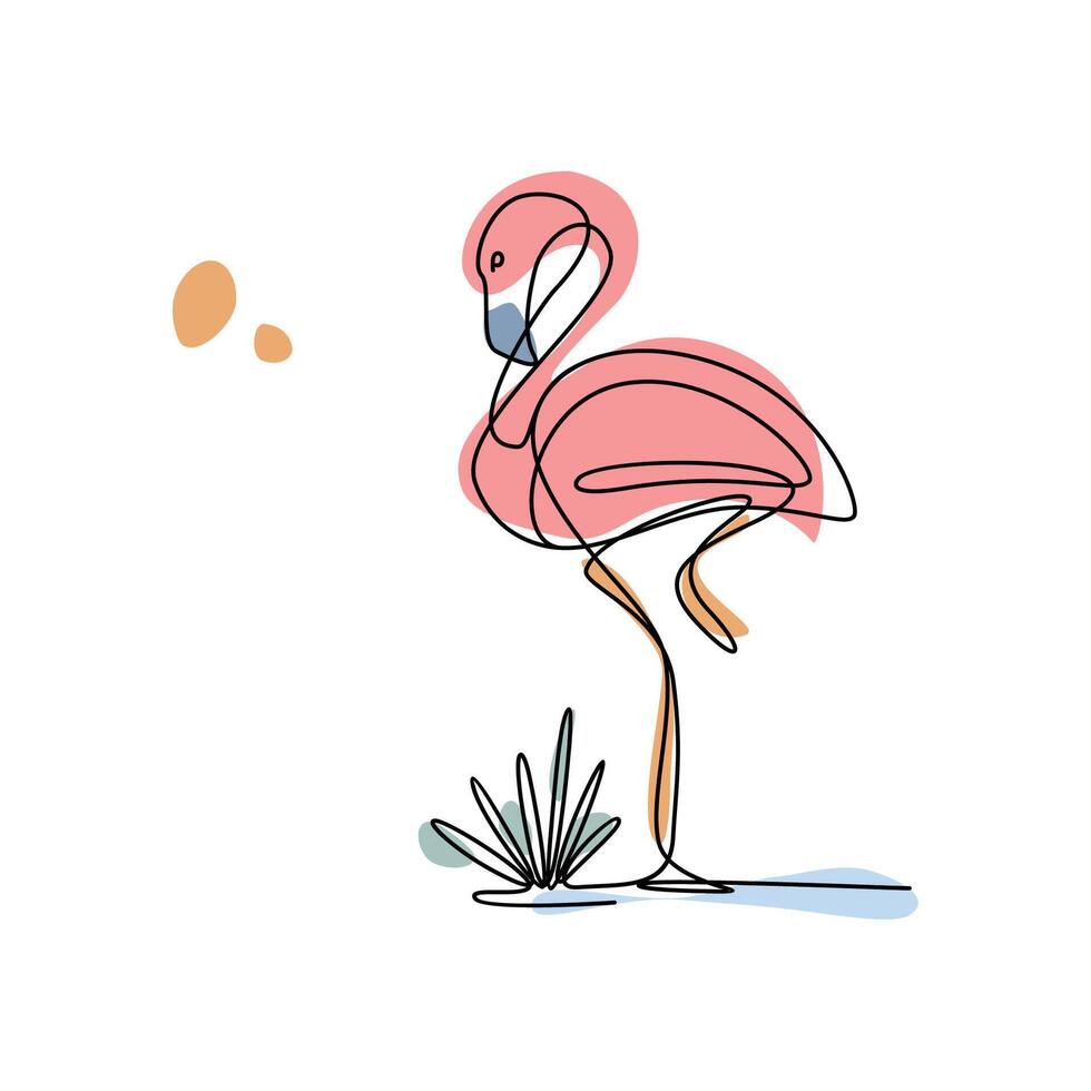 Pink flamingo bird illustration design, pink flamingo design concept vector