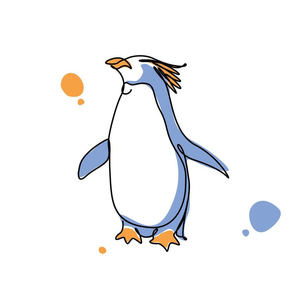 Pinguin single concept design, illustration design cute pinguin line art vector