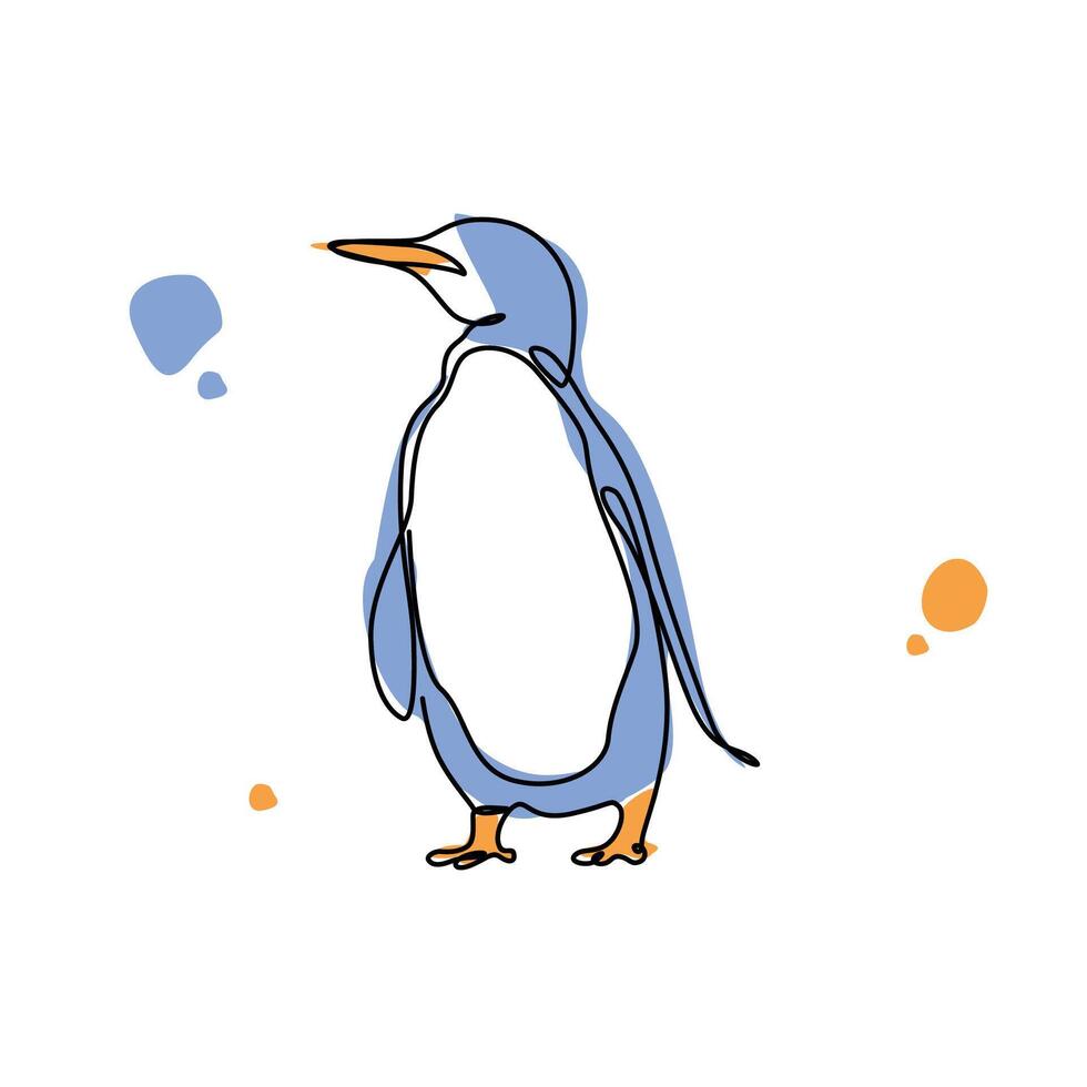 Cute blue pinguin line art, design illustration pinguin for wall art print vector
