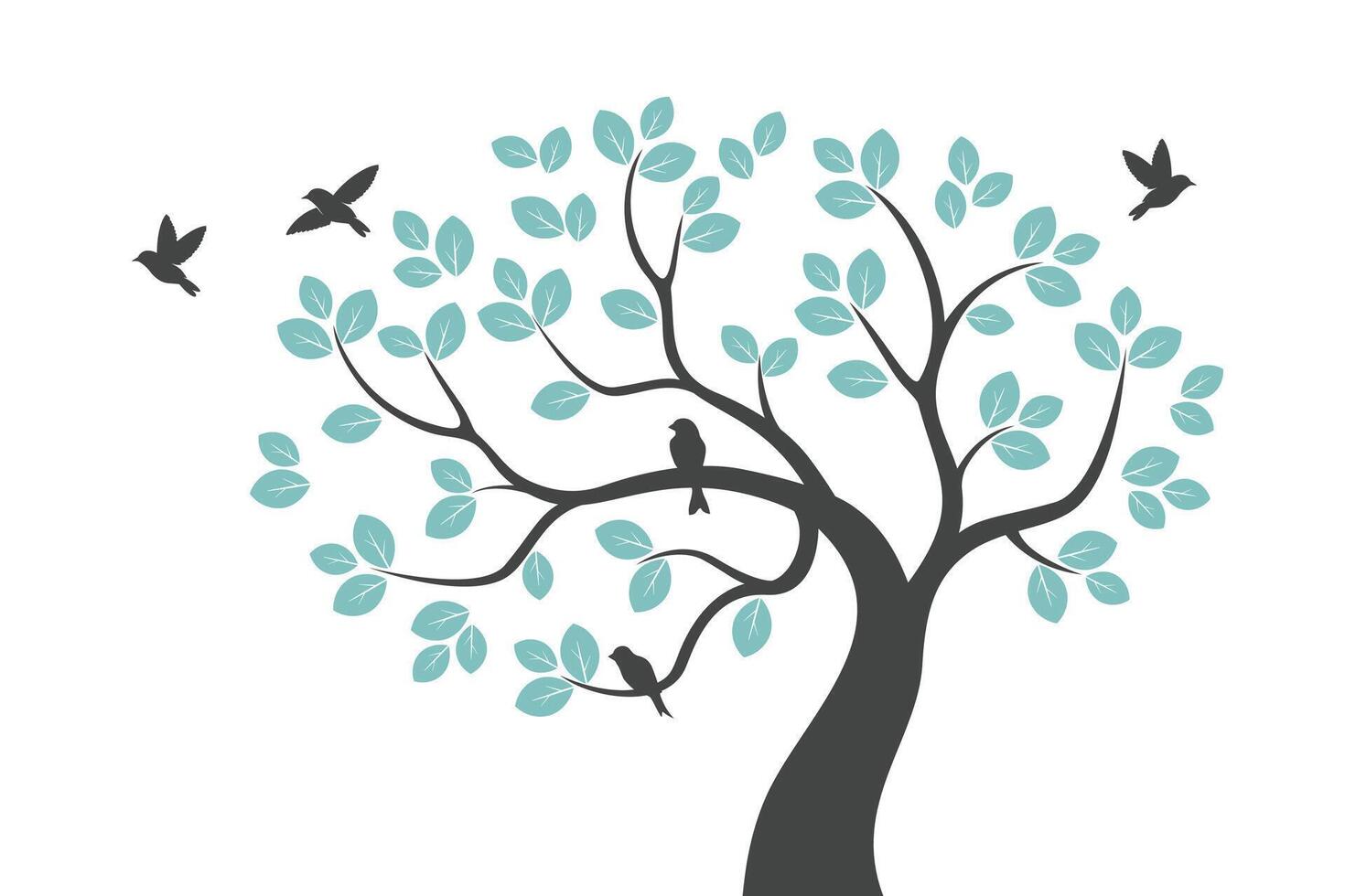 Wall decoration design illustration, tree design with perches vector