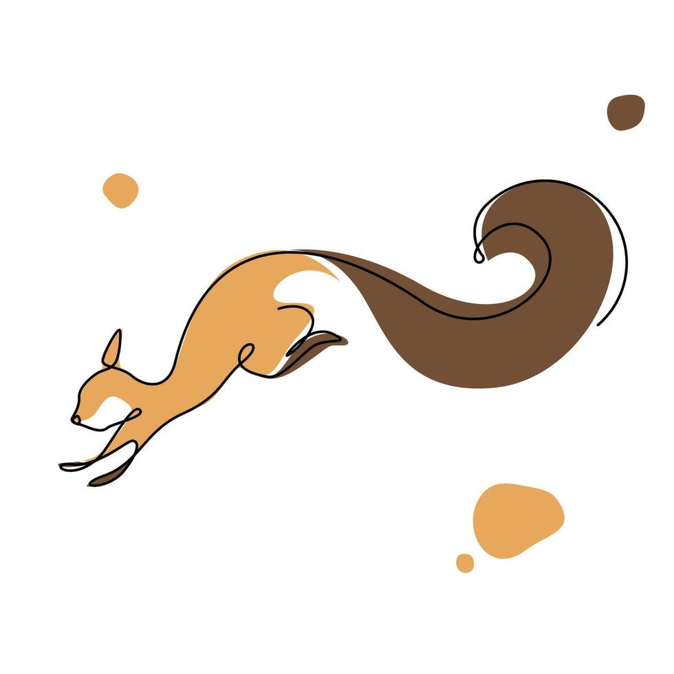 Squirrel illustration jumping form a height, beautiful line art design, cute Squirrel wall decoration vector