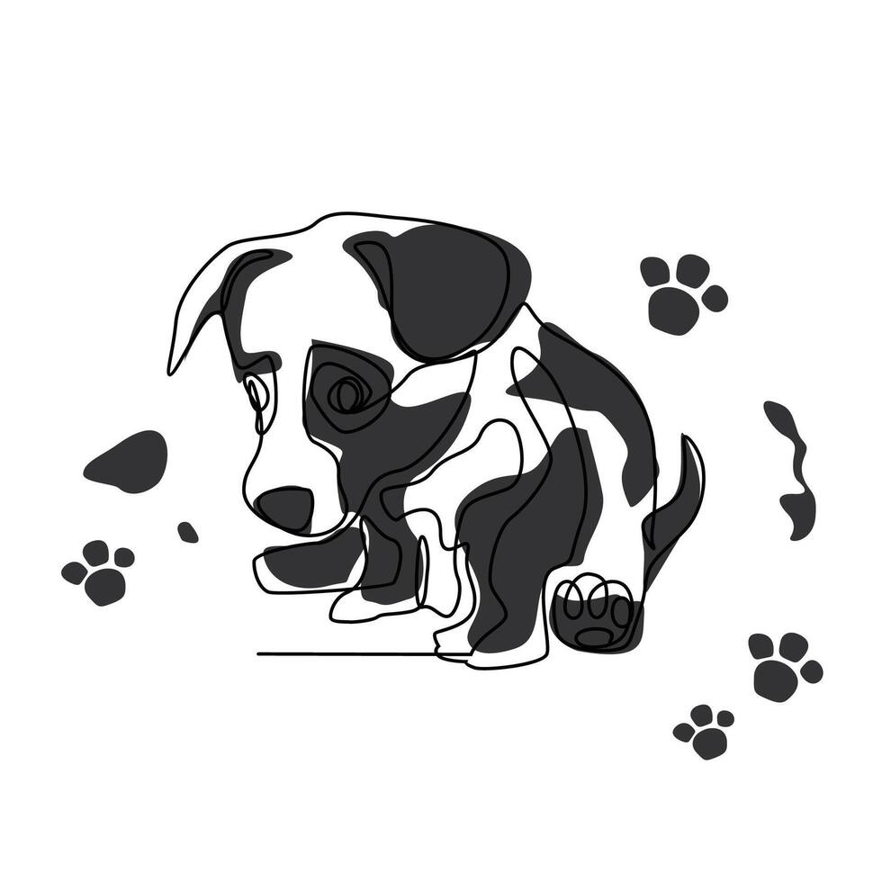 Poor black Puppy illustration decorative design vector