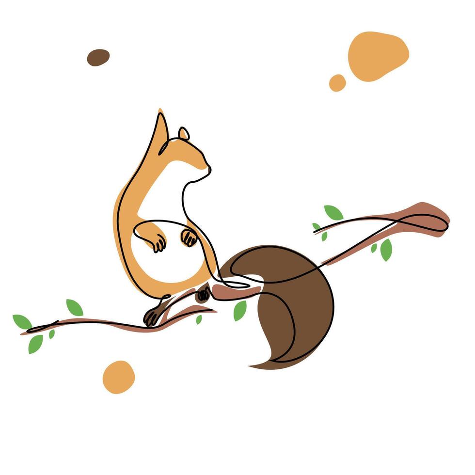 Wall decoration with tree branches, cute squirrel design for beautiful decoration vector