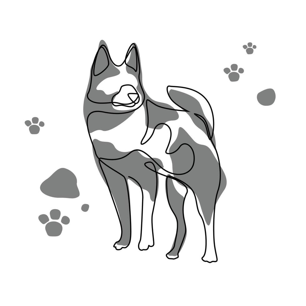 Light gray handsome Dog wall decoration design, line art concept home decor illustration vector