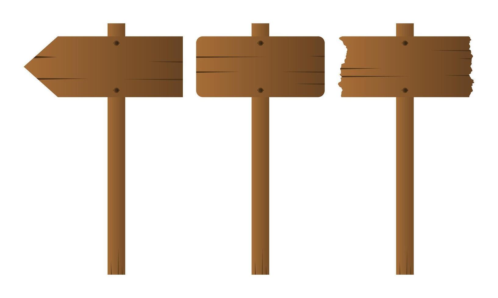 Various Wooden Signs. Collection of Blank Wooden Signs. Wooden Sign on White Background. vector