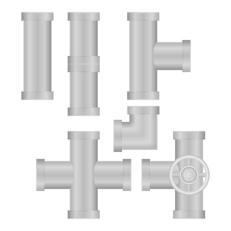 Construction and Industrial Pipeline. Pipeline for Oil, Water or Gas. Pipeline on White Background. vector