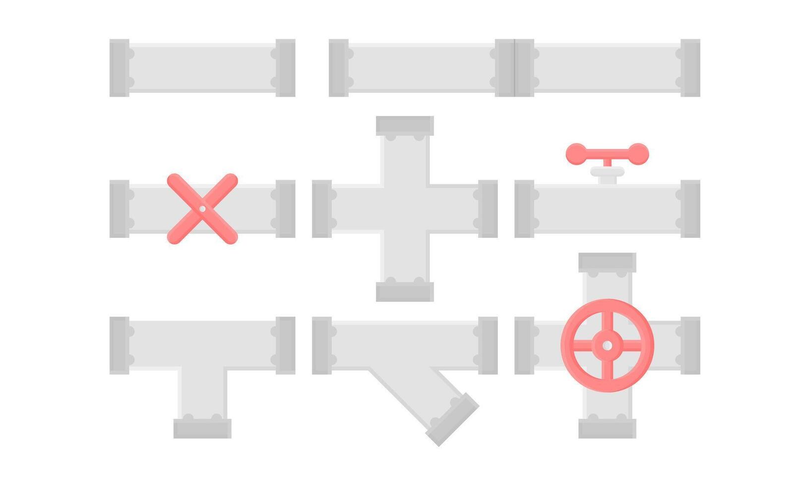 Pipeline System on White Background. Industrial Oil, Gas or Water Pipelines. Pipeline Icon. vector