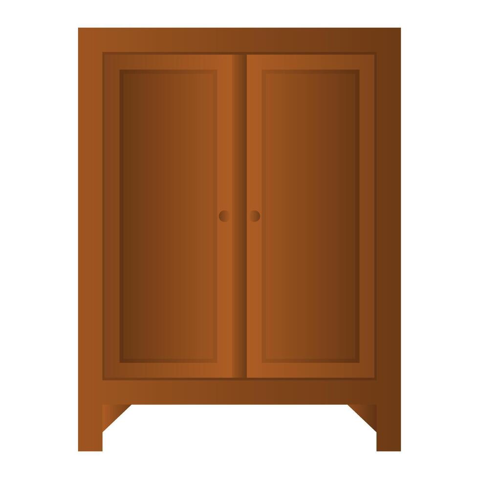 Closed Wooden Cabinet on White Background. Brown Cabinet Icon. Old Cabinet. vector