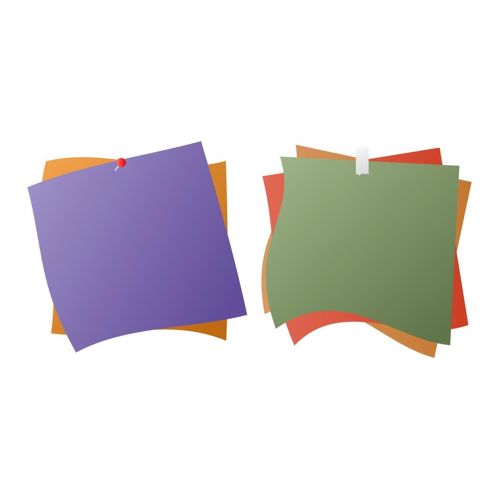 Colorful Blank Sticky Notes. Reminder Sticky Notes on White Background. vector