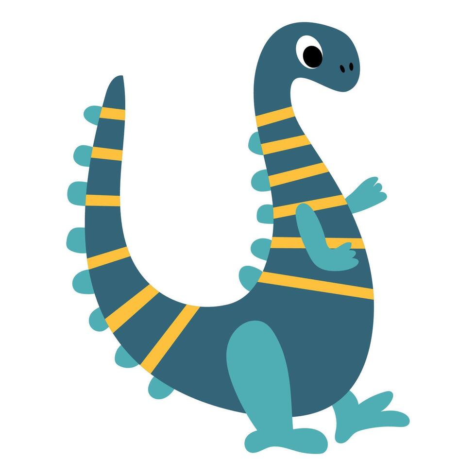 Cute Cartoon Dinosaur Illustration. White background, isolate vector