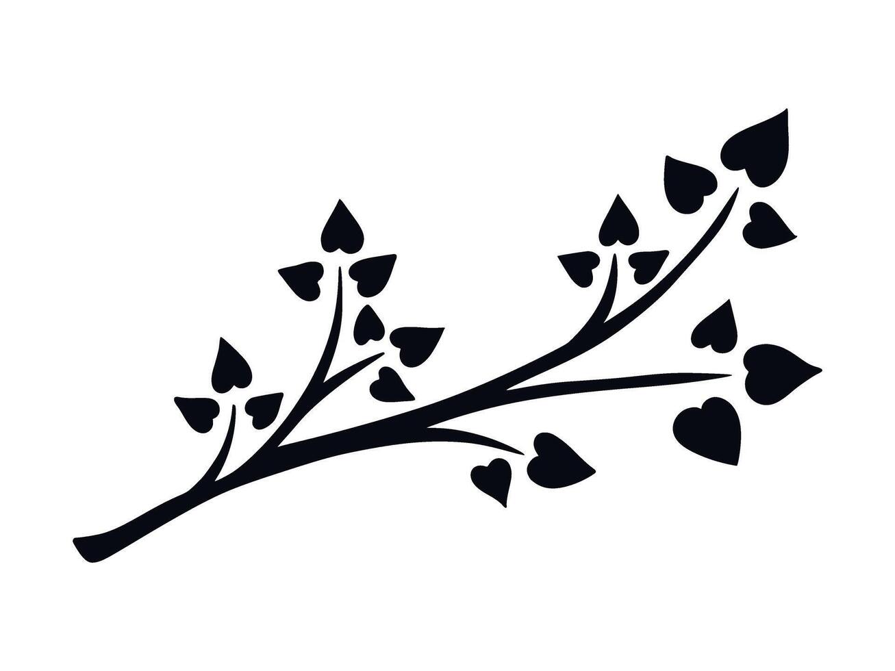 Single tree branch with heart shaped leaves clip art vector