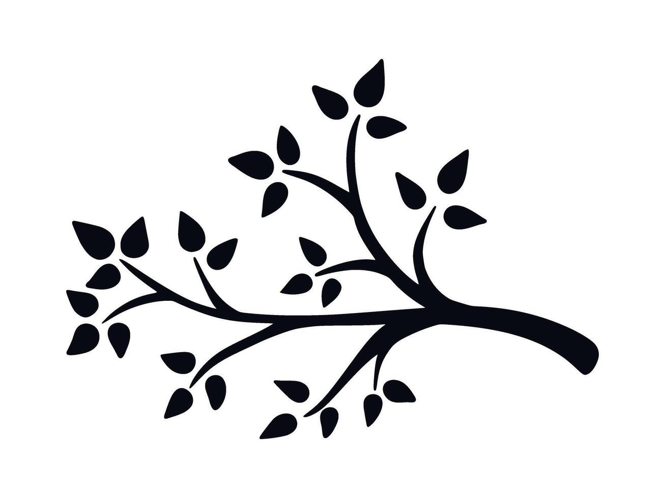 Simple hand drawn tree branch with leaves vector