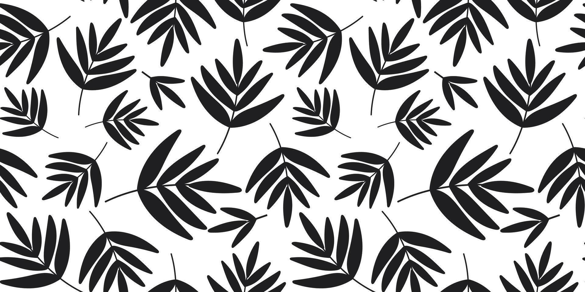 Black and white background with tropical leaves vector