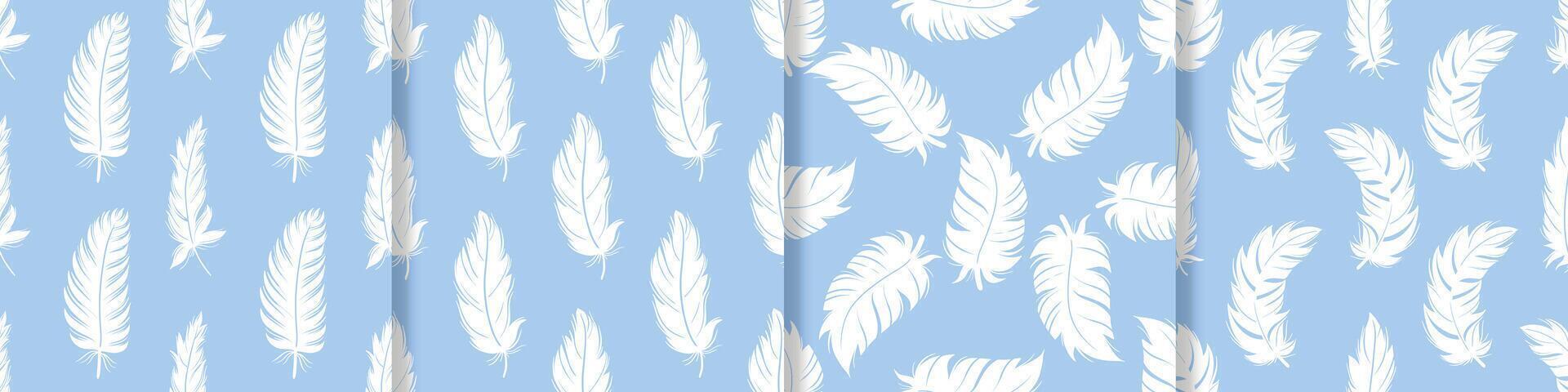 Light airy hovering feathers on a soft blue background vector