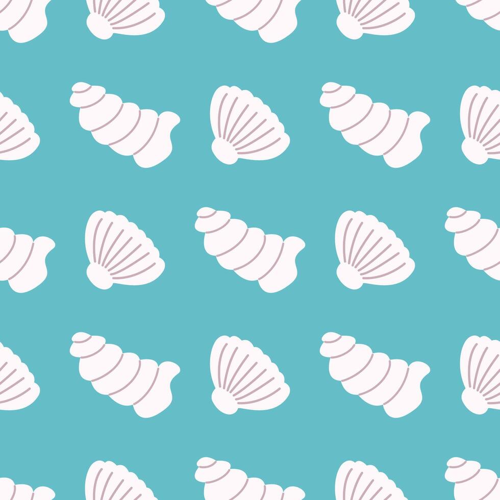 Seashells on blue water background vector