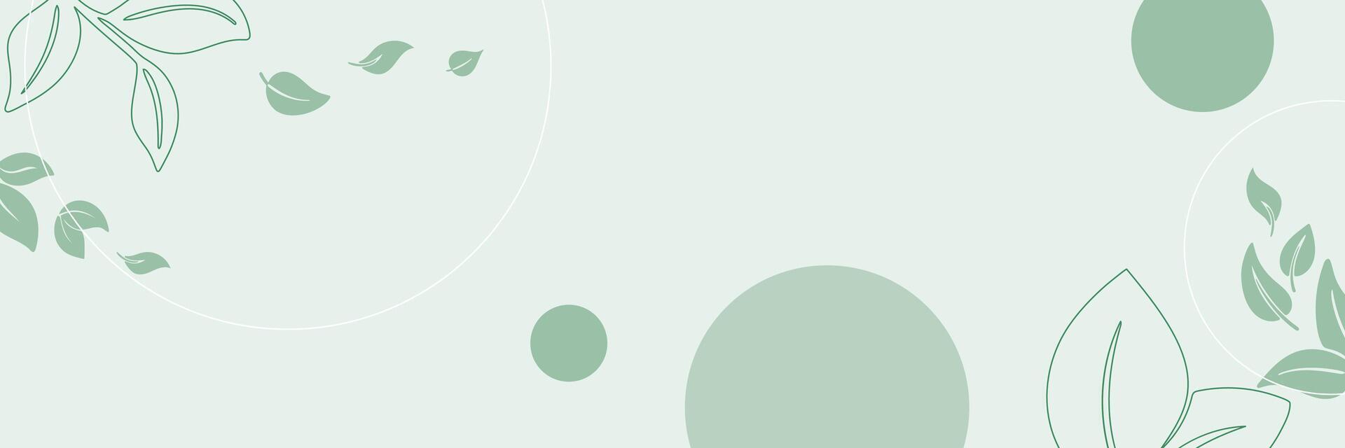 Horizontal banner with leaves on green background vector