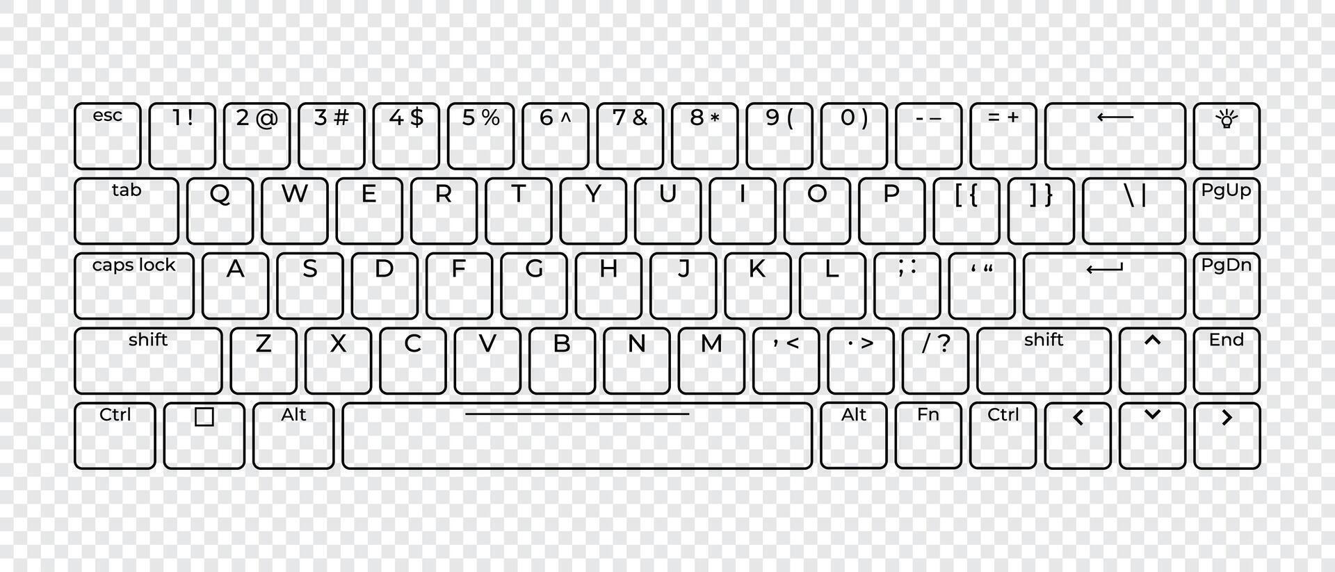Keyboard button layout template with letters for graphic use. Modern computer keyboard. illustration vector
