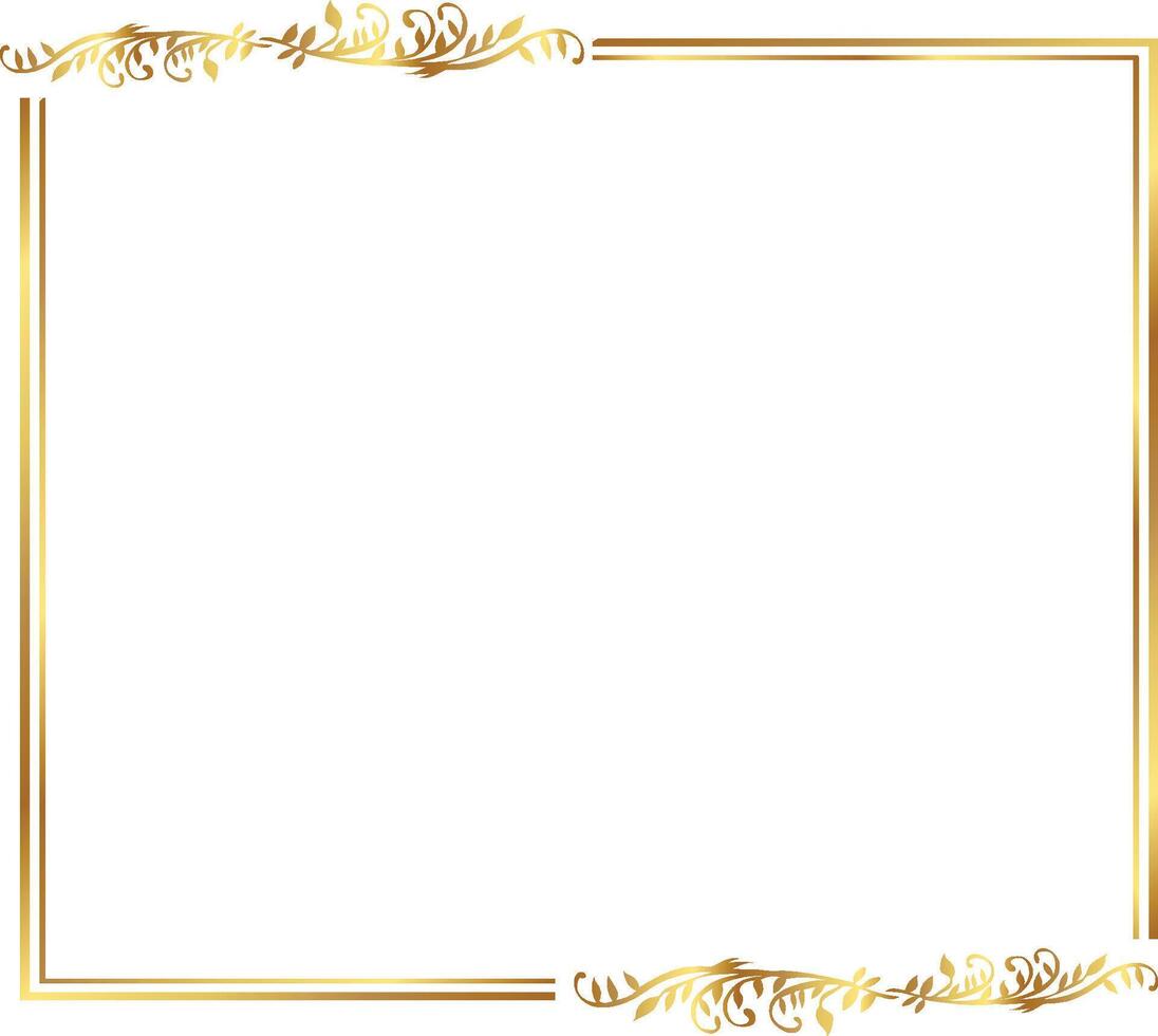 Golden Rectangle Frame with Ornate Floral Decoration vector