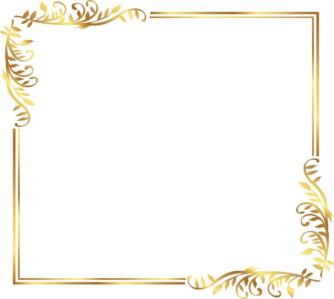Golden Rectangle Frame with Ornate Floral Decorations vector