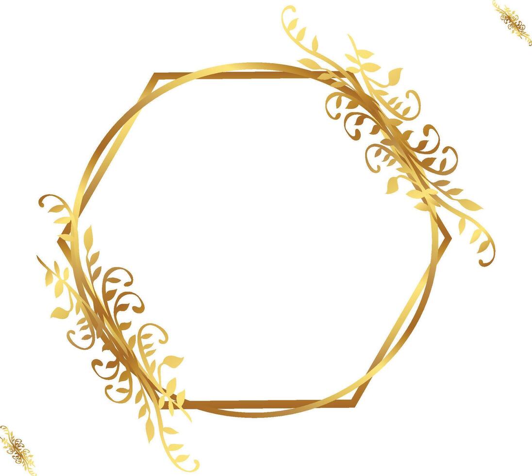 Wedding circle frame with Elegant Golden Hexagon Frame vector