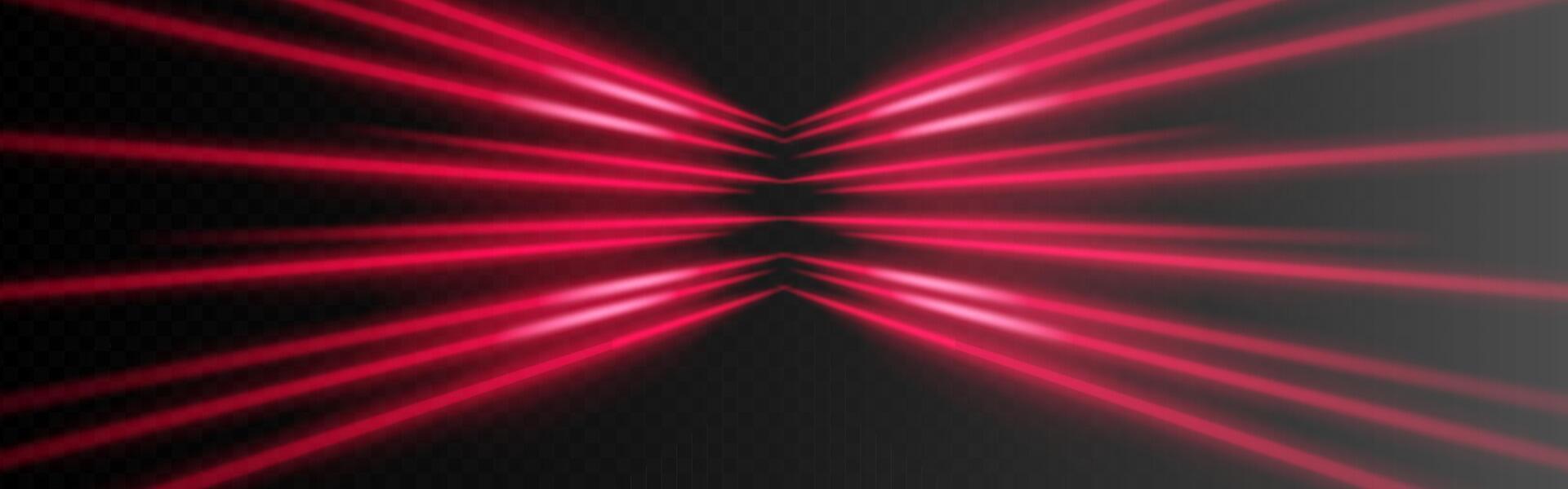 A red light beam is shown on a black background vector