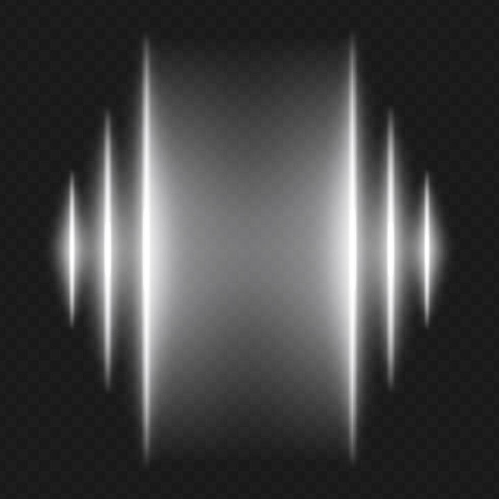 A set of white light beams on a black background vector