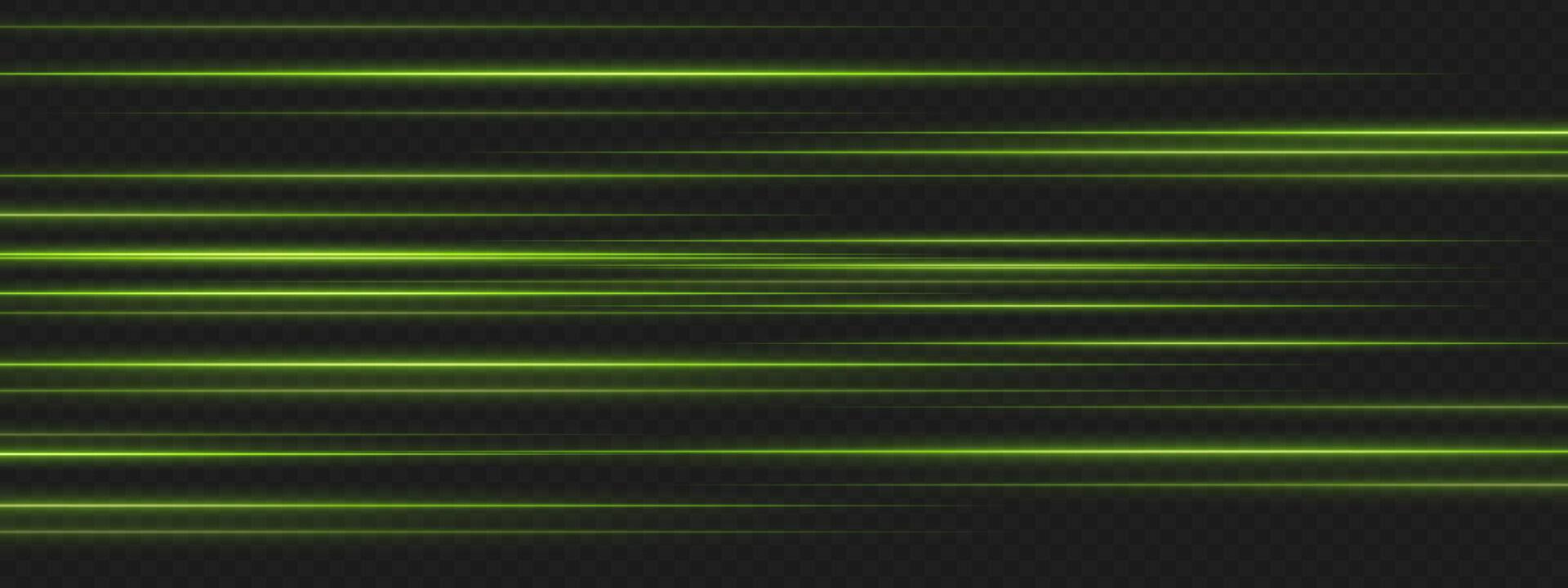 Green light lines on black background vector