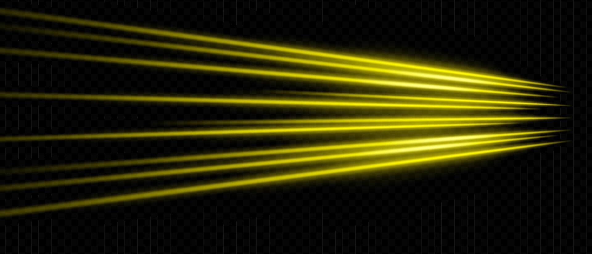 Yellow light rays on black background vector