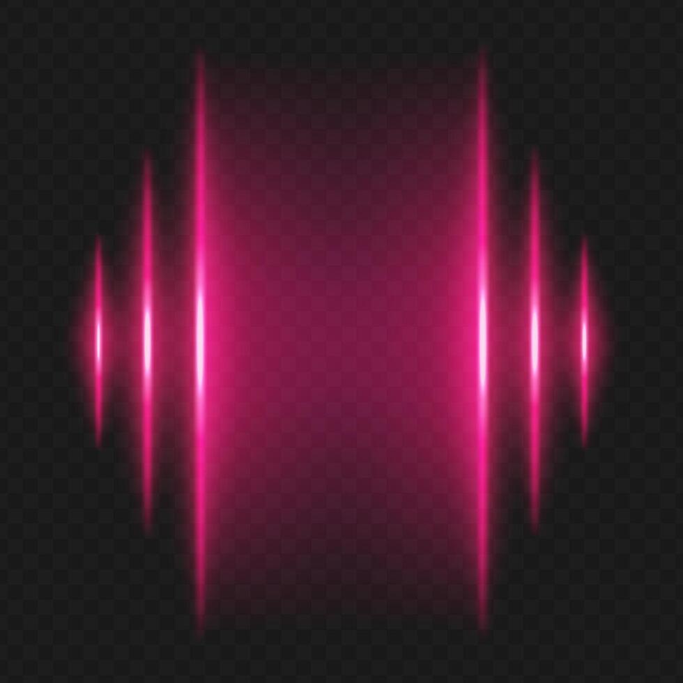 A pink light wave sound effect on a black background vector