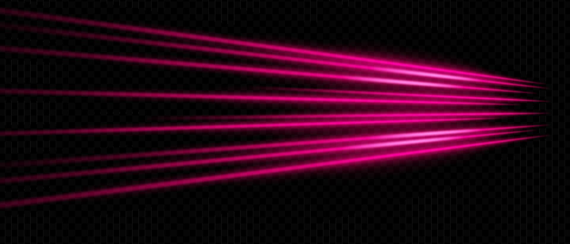 Pink light rays on black background vector