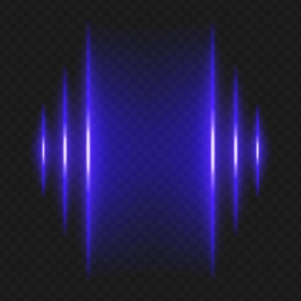 A set of blue light waves on a black background vector