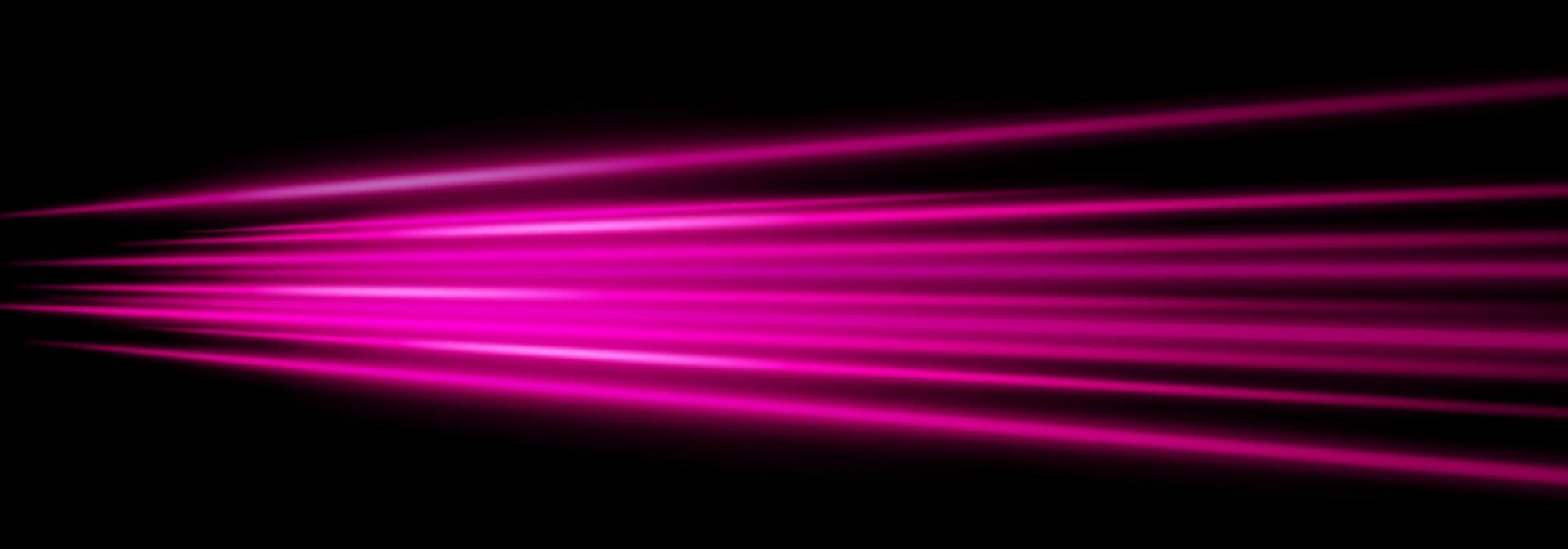 A pink light beam is shining on a black background vector